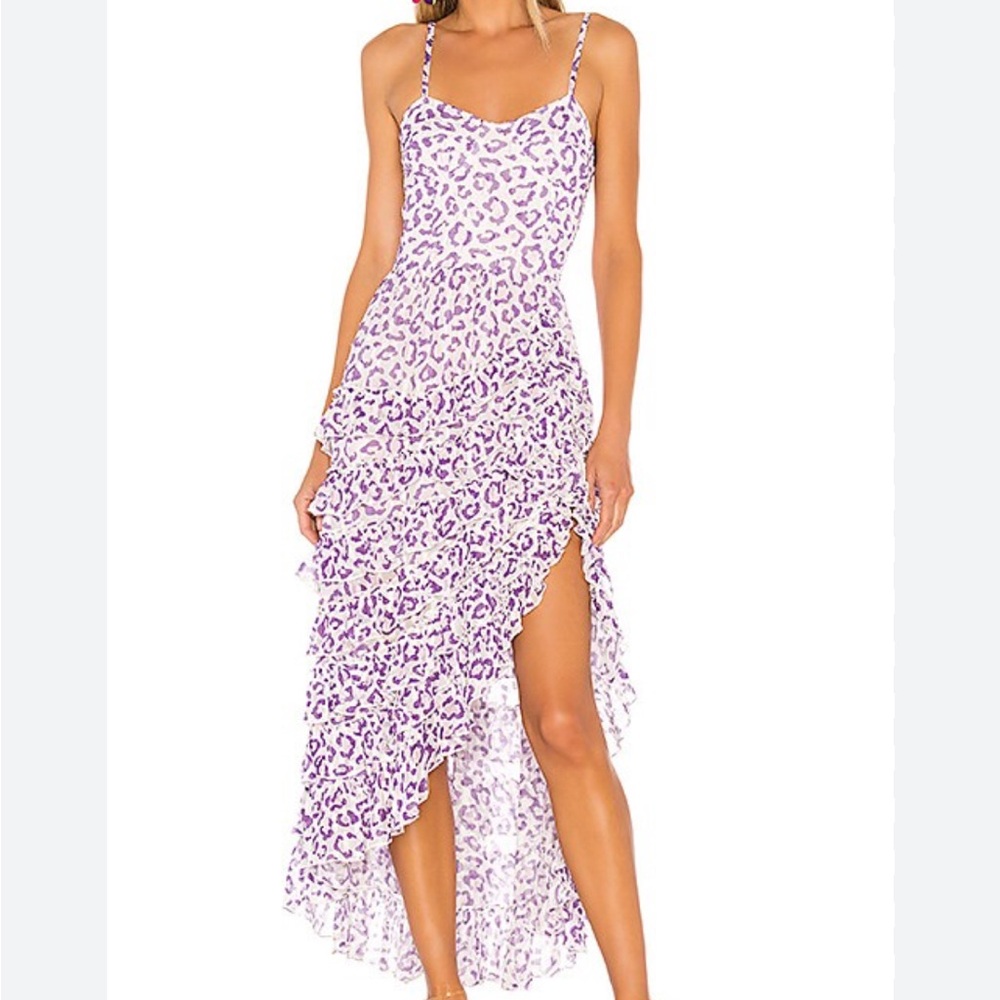 Rococo Sand Lavender Animal Print High Low Dress
